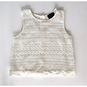 Romeo + Juliet Couture Lace‎ Tank Top Sleeveless Button Back Ivory Size M